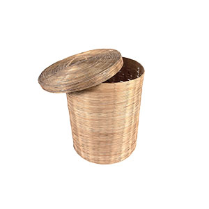 A straw woven basket
