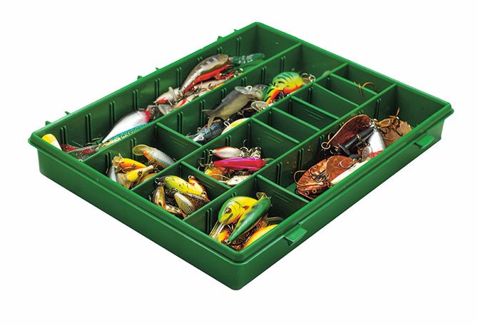 a tackle box filled with fishing lures