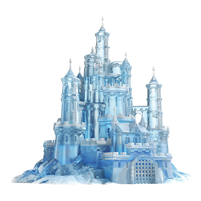 A large castle made out of ice