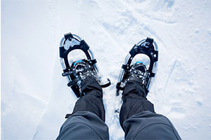 Feet standing in the snow