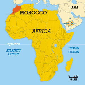 Map locating Morocco in Africa