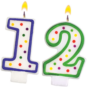 Birthday candles of the number twelve