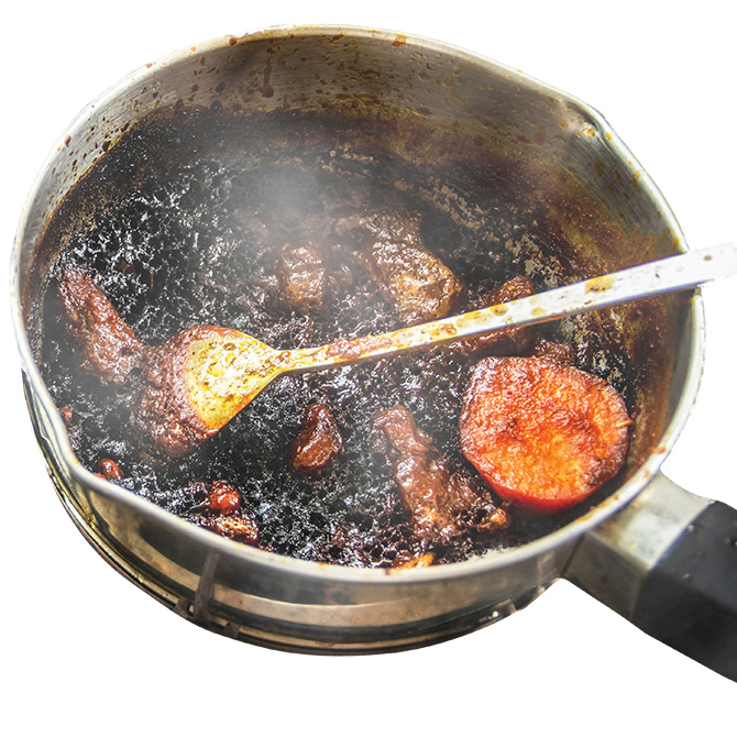 Image of burnt food in a pan