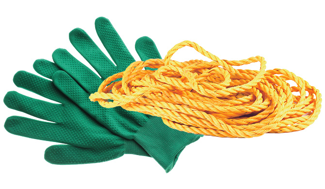 Image of a pair of gloves and rope