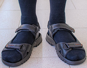 Image of socks being worn with sandals