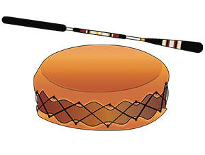 Illustration of a drum and drumstick