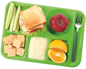 Image of a healthy school lunch served in a tray