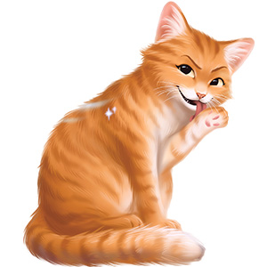 Illustration of a mischievous-looking cat