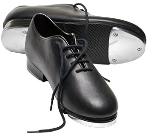 Image of a pair of black tap dancing shoes