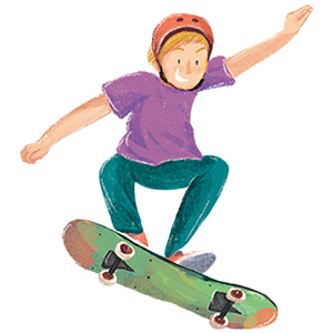 Illustration of a skateboarder